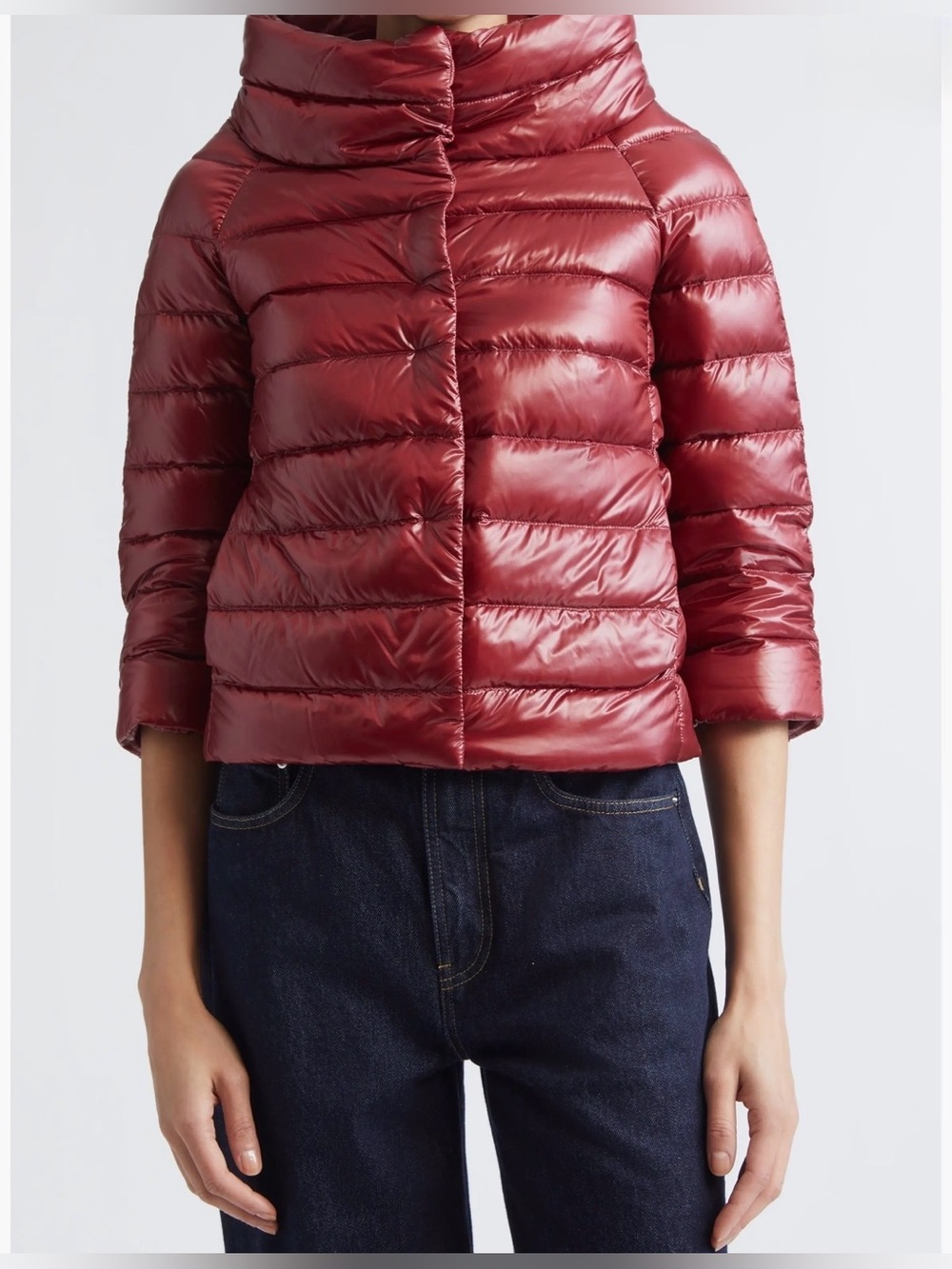 Herno Sofia Iconic Down CropPuffer Jacket - burgandy red - size IT 40/ US 4